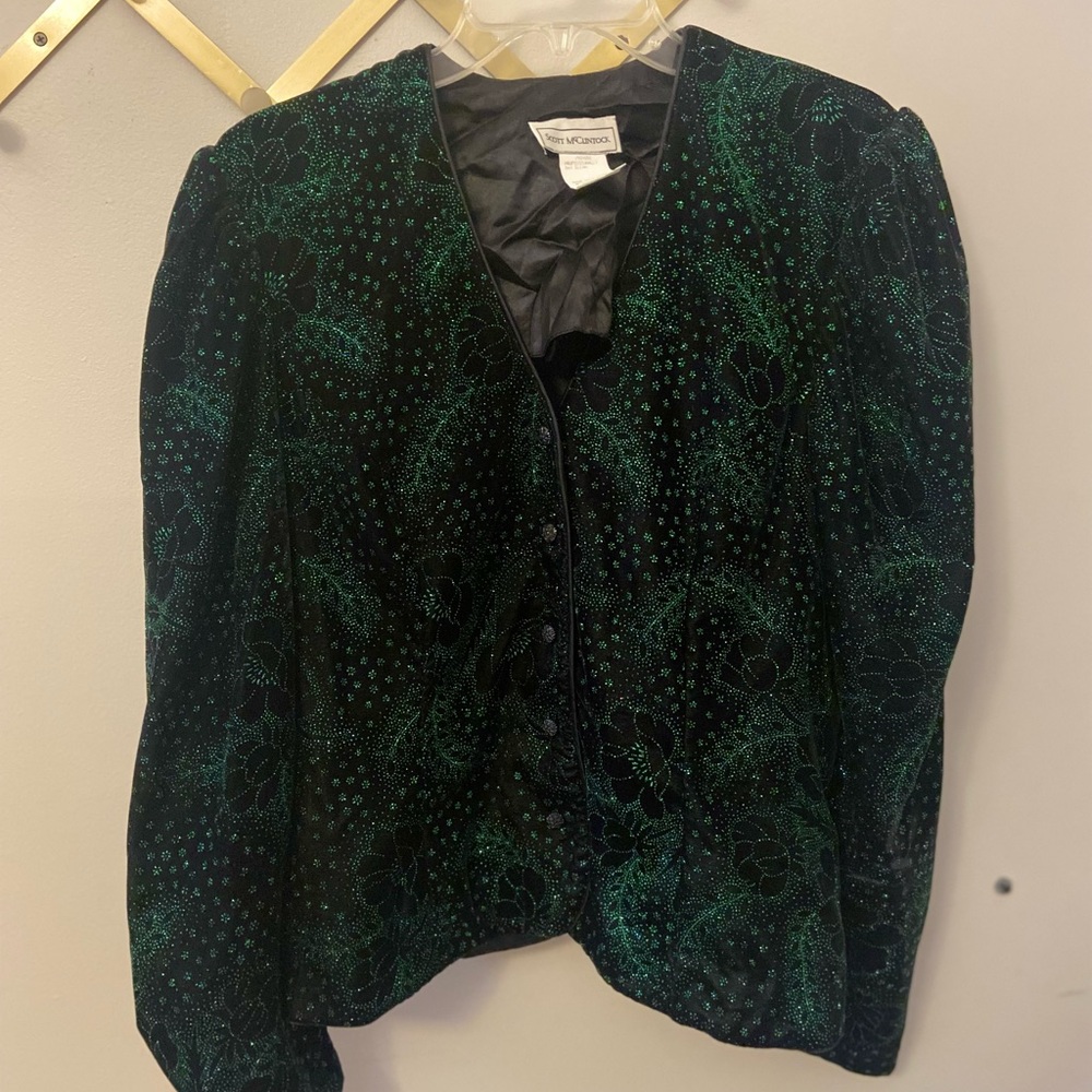 Green Sequins Blazer, Size 14